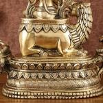 Brass Tara Devi Seated on Lion Idol | 16" Himalayan Art | 14kg Sacred Masterpiece | Divine Mountain Goddess | Jaipurio